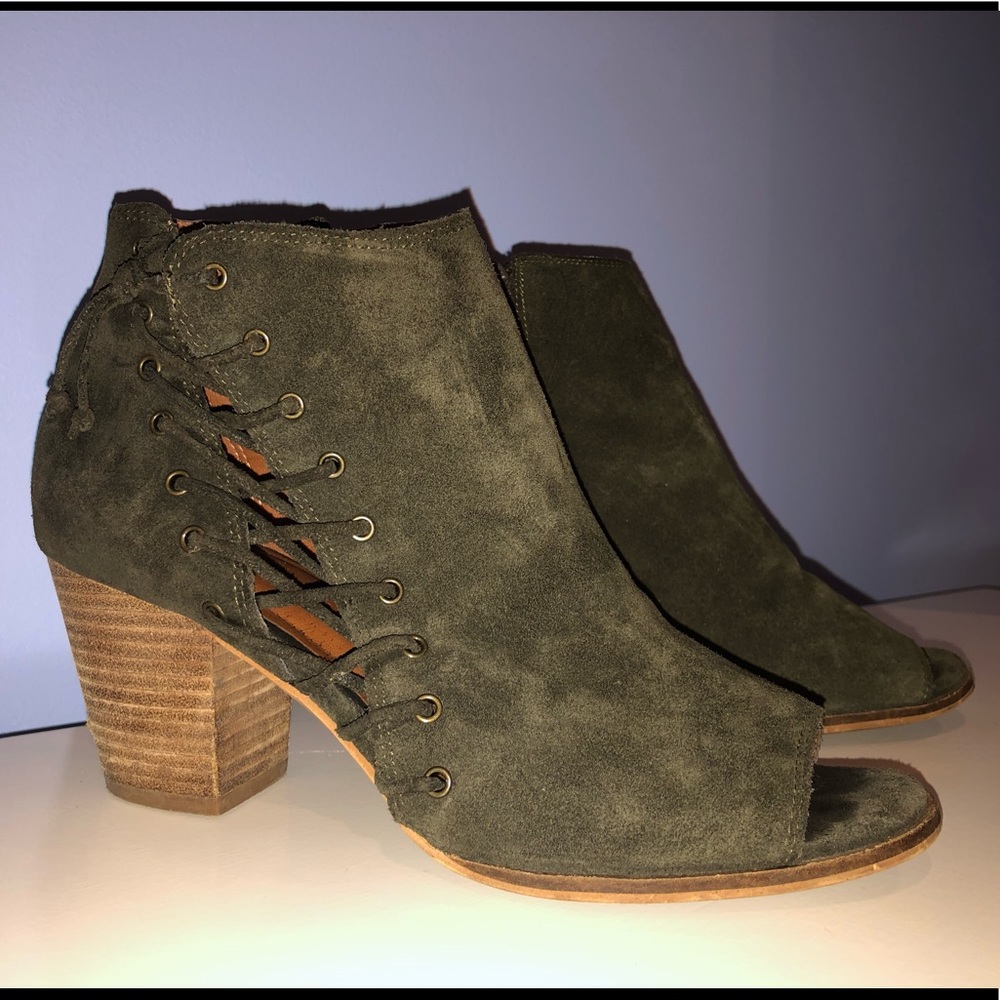 Lucky Brand Green Suede Booties